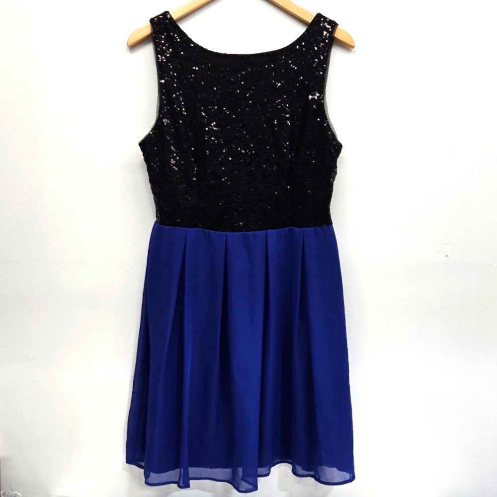 B Darlin Black Sequin and Blue Dress